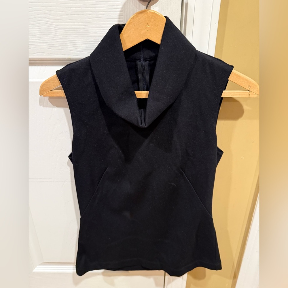 W. By Worth Black Sleeveless Cowl Neck Top
